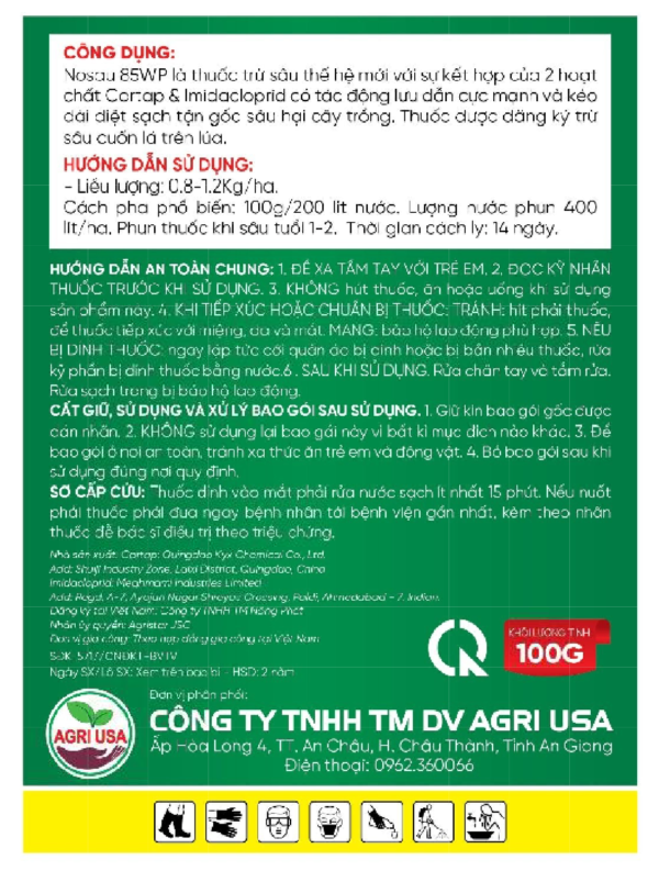 Thuốc trừ sâu NOSAU 85WP hiệu Sát Thủ Rầy Xanh Công ty Agri Usa