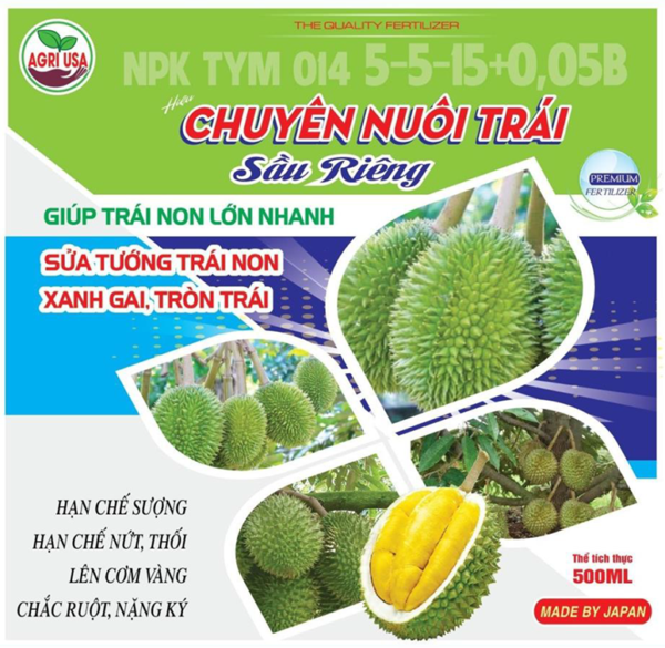 Phân bón NPK TYM 5-5-15+0.05B Chuyên nuôi trái sầu riêng