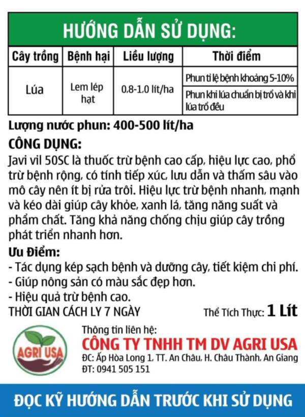 Thuốc trừ bệnh MEKONGVIL 5SC Xanh Lá Đòng Hạt Oằn Bông B